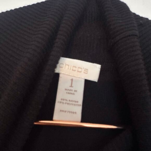 Chicos size 1 black turtleneck soft long sleeve sweater - Picture 2 of 5